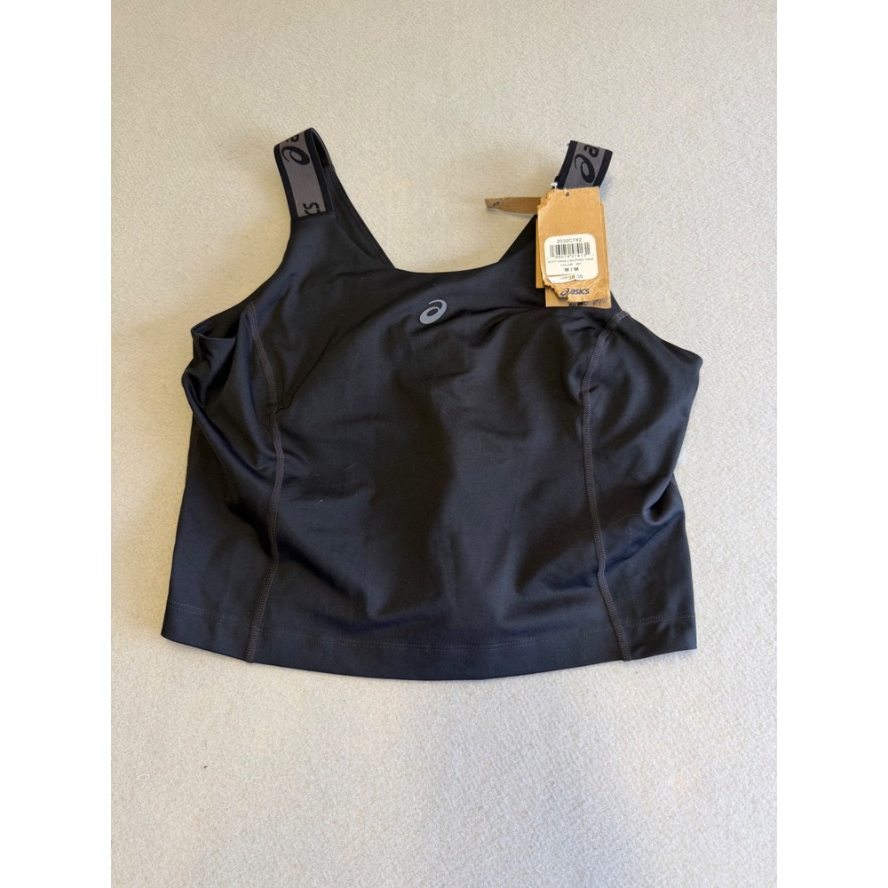 ASICS Fit Sana Cropped Tank Black Womens Medium 2032C742 Athletic Workout Top